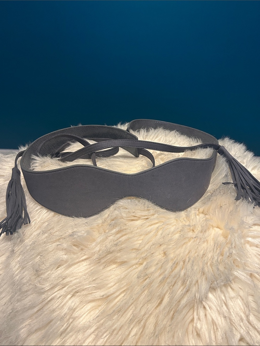 Women's Gray Suede Tassel Waist Belt